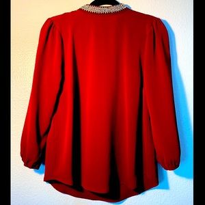 Lily White Red Long Sleeve Blouse